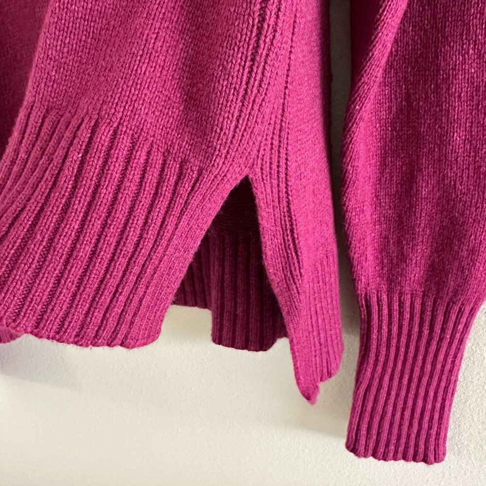 Anthropologie Blair Magenta Cowl Neck Slit Hem Sweater - Picture 5 of 9